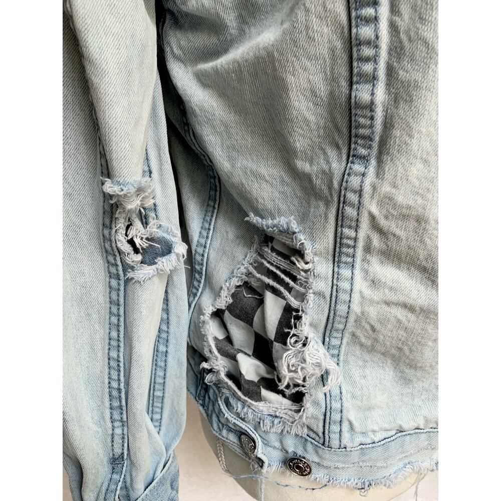 PacSun Cotton Distressed Denim Jean Jacket Men's Small - Picture 8 of 10